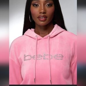 Bebe Sport light weight studded logo crop lightweight hoodie